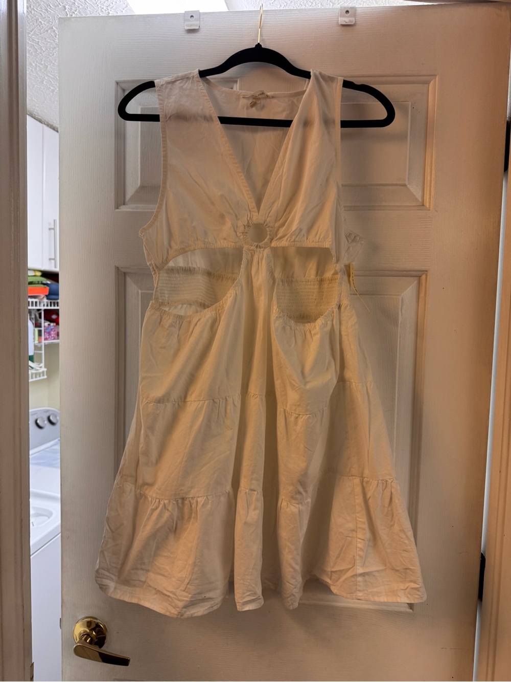 Derek Heart Cream Sleeveless Mini Dress with Cutout Detail